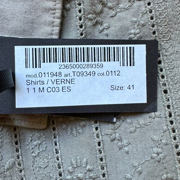 NWT Men's Gray Messagerie Brand Shirt with Subtle Floral Embroidery - Picture 4 of 12